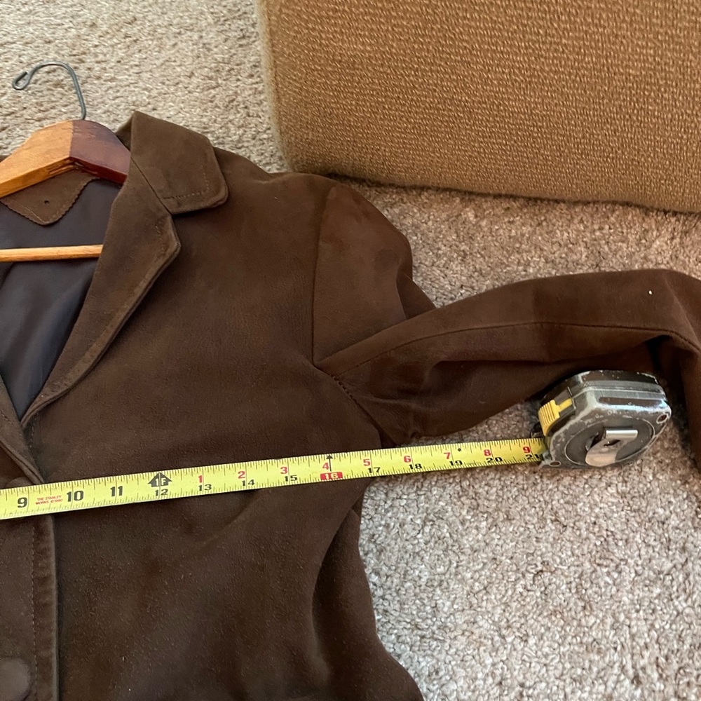 1960’s BROWN SUEDE jacket, medium-weight, button-down, 1960’s, sz 6 PETITE - Picture 6 of 7
